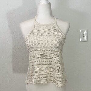 American eagle knitted crop top Cream halter neck Size Small